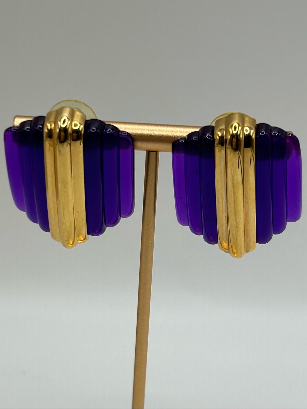 Park Lane Gold-Tone and Purple Clip-On Earrings